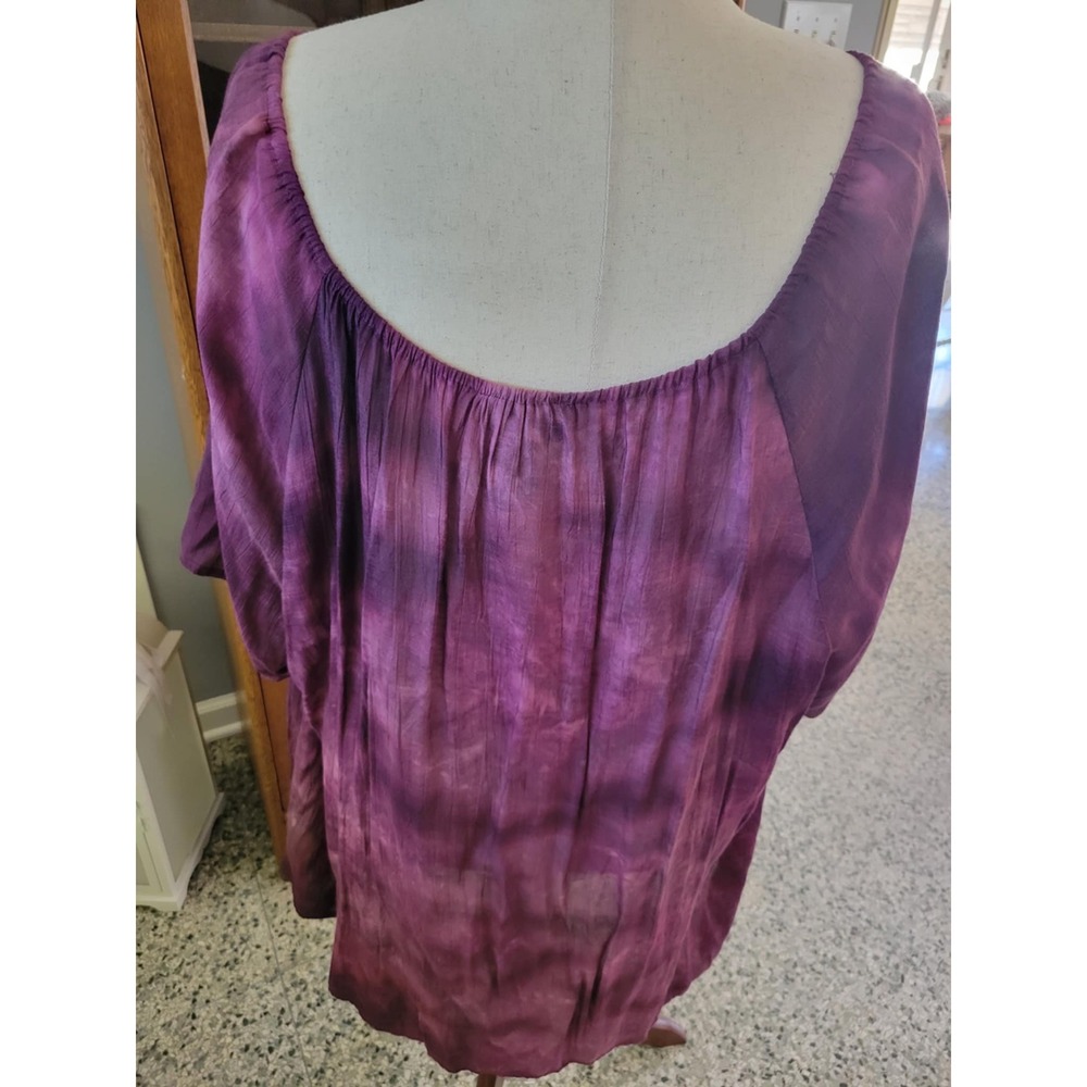 Maggie Barnes 4X Purple‎ Tie Dye Sequin Embellished Sheer Top Blouse - Picture 2 of 4